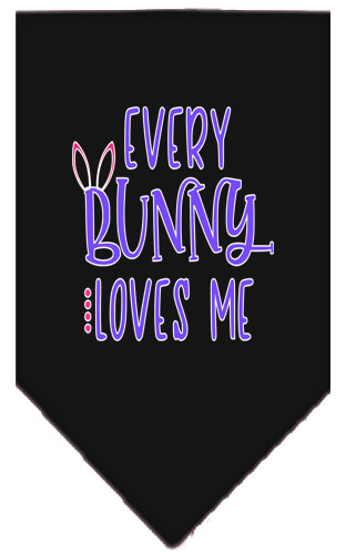 EveryBunny Loves Me Screen Print Bandana Black Large